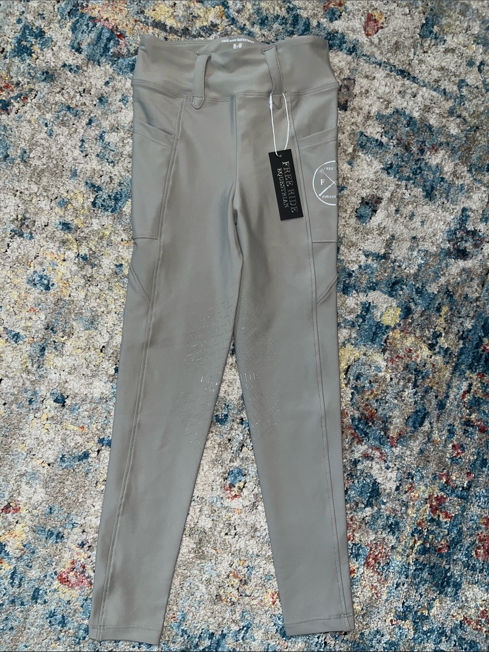 Free ride equestrian Kids' Gray Riding Leggings with Pockets